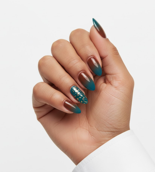 teal ombre nails