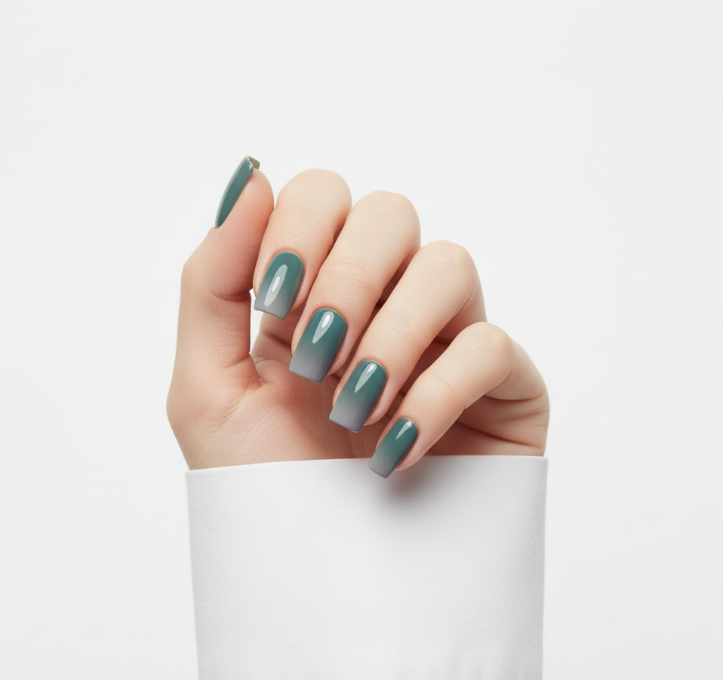 teal ombre nails