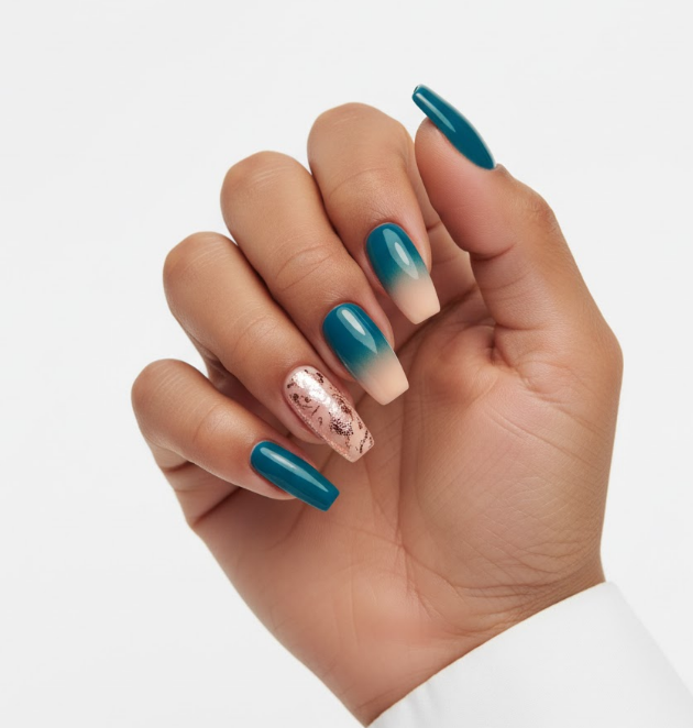 teal ombre nails