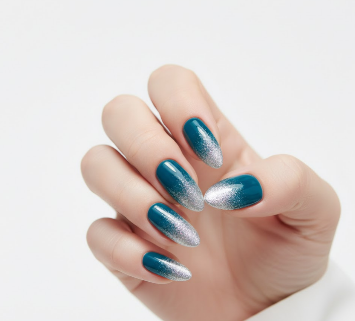 teal ombre nails