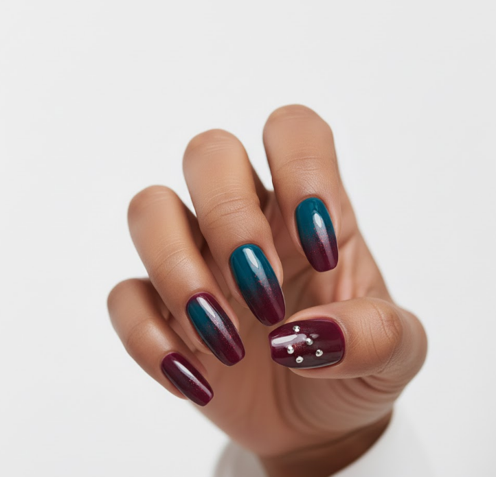teal ombre nails