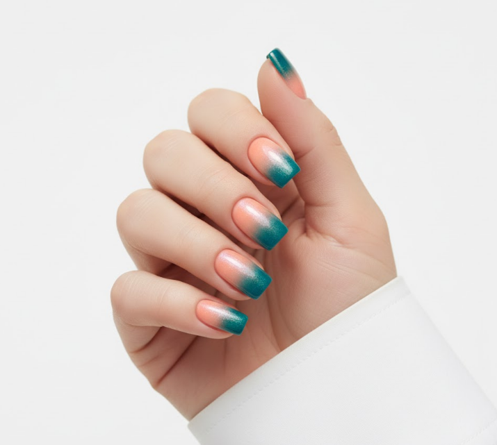teal ombre nails