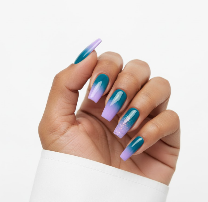 teal ombre nails
