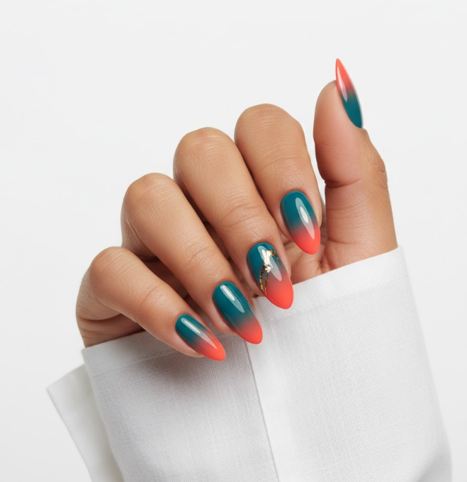 teal ombre nails