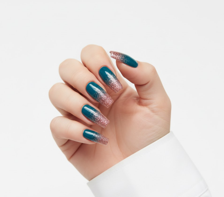 teal ombre nails