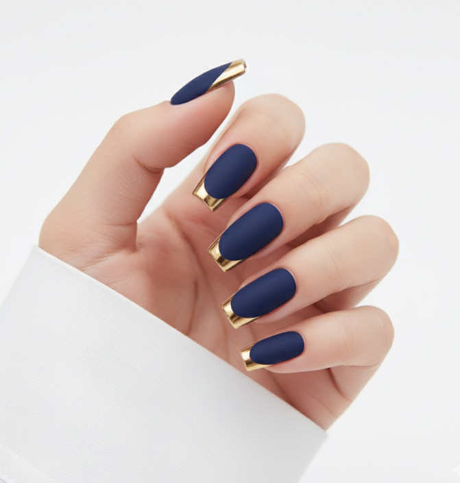 matte navy blue nails