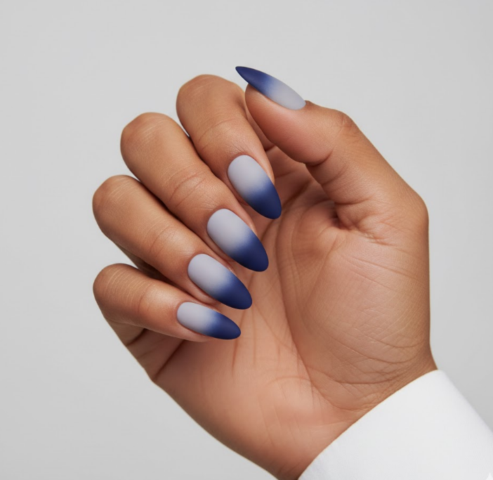 matte navy blue nails