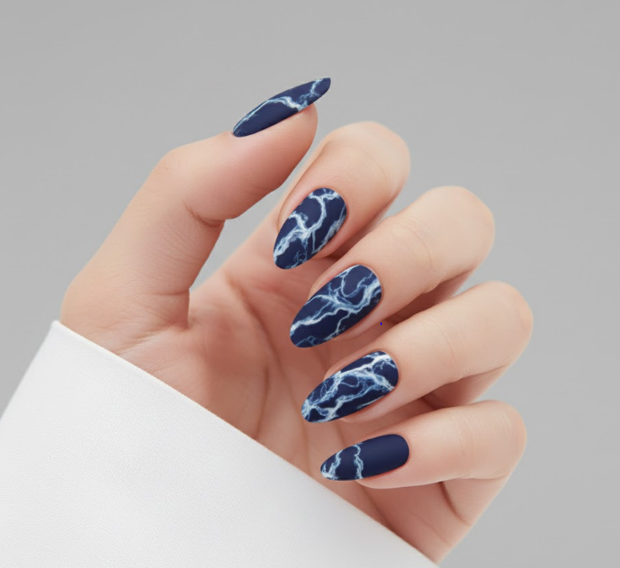 matte navy blue nails