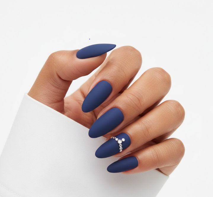 matte navy blue nails