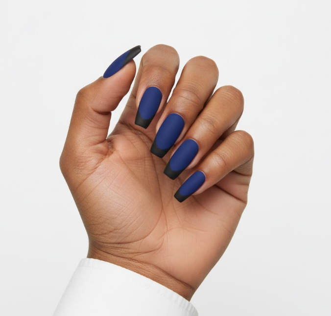 matte navy blue nails