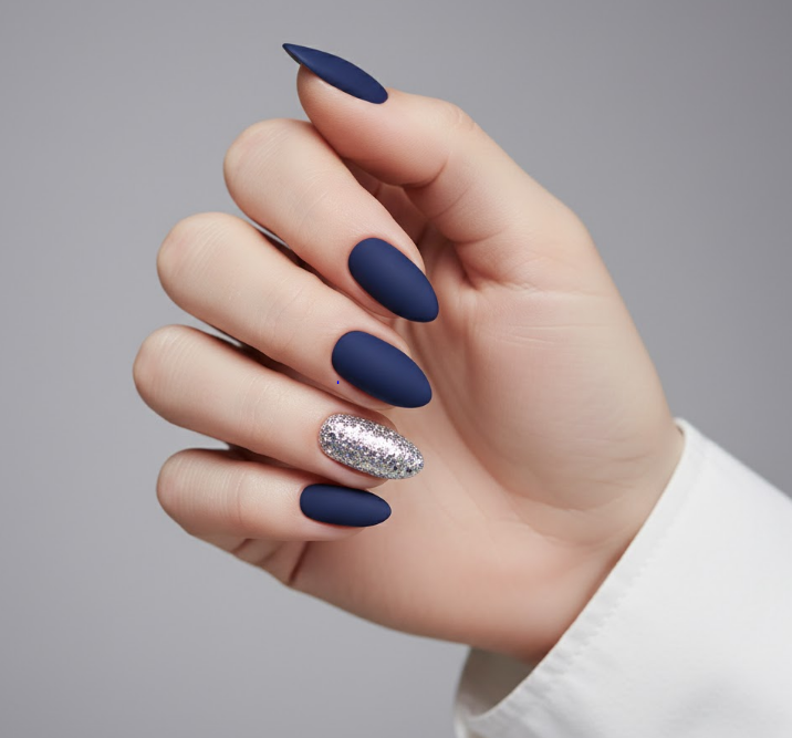 matte navy blue nails