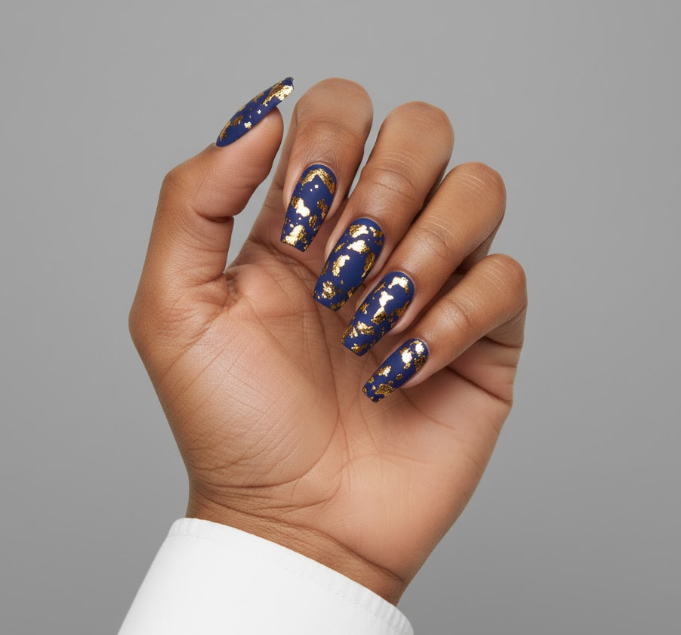matte navy blue nails