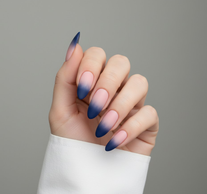 matte navy blue nails