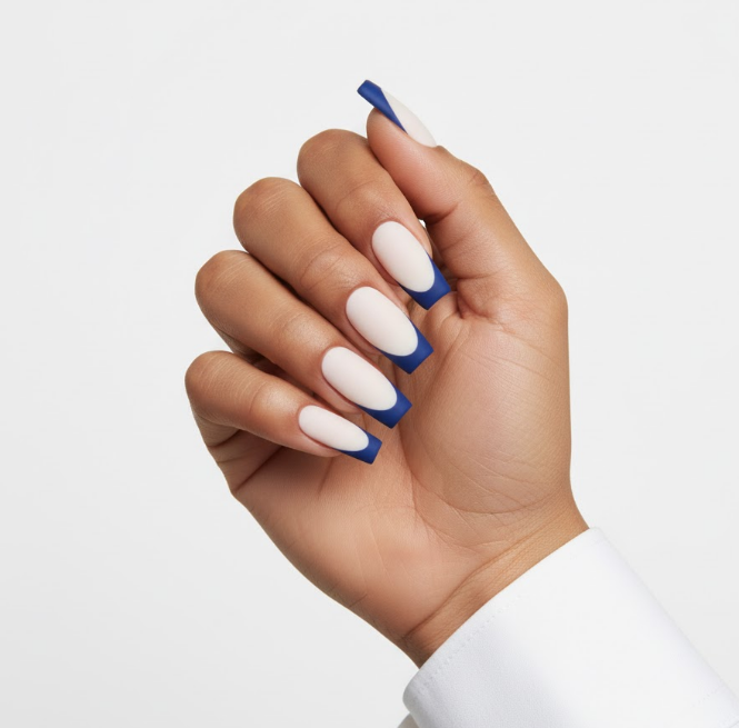 matte navy blue nails