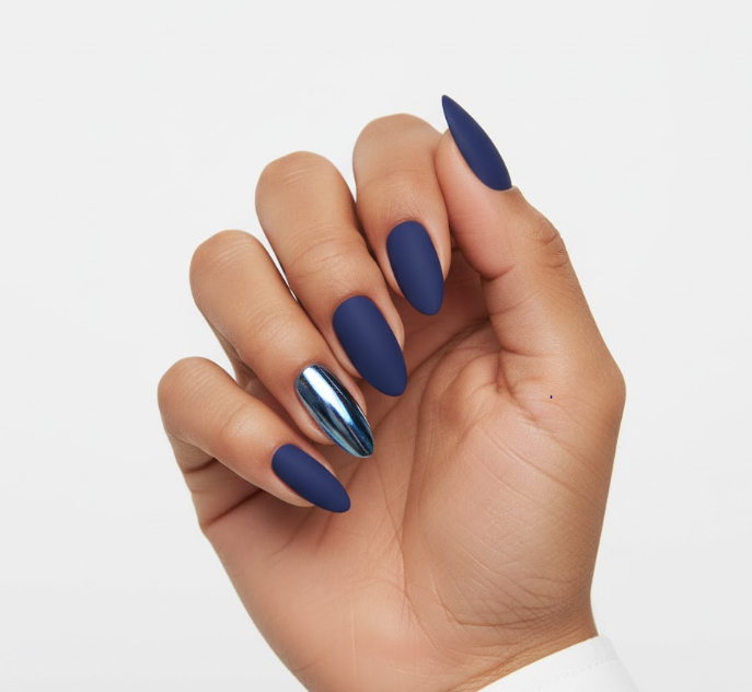 matte navy blue nails