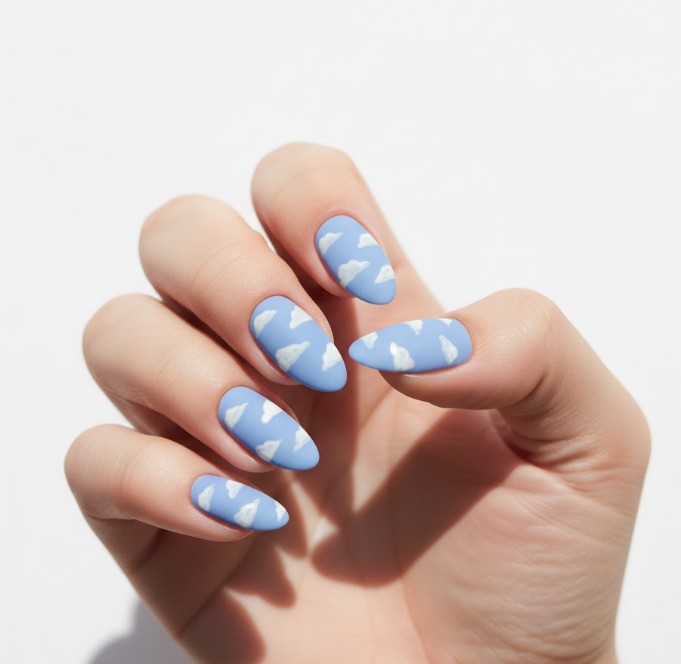 matte blue nails