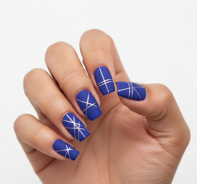 matte blue nails