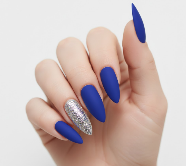 matte blue nails