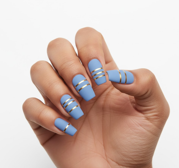 matte blue nails