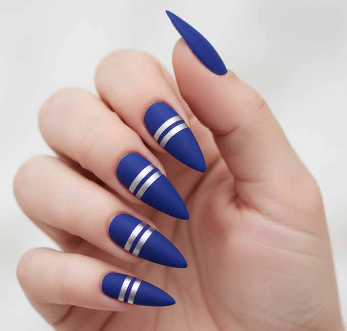 matte blue nails