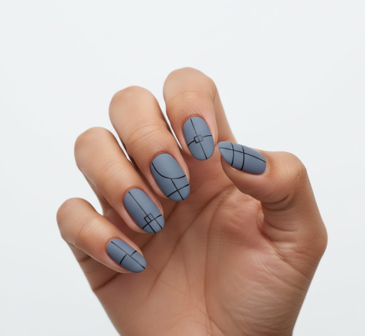 matte blue nails