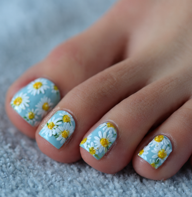 flower toe nails
