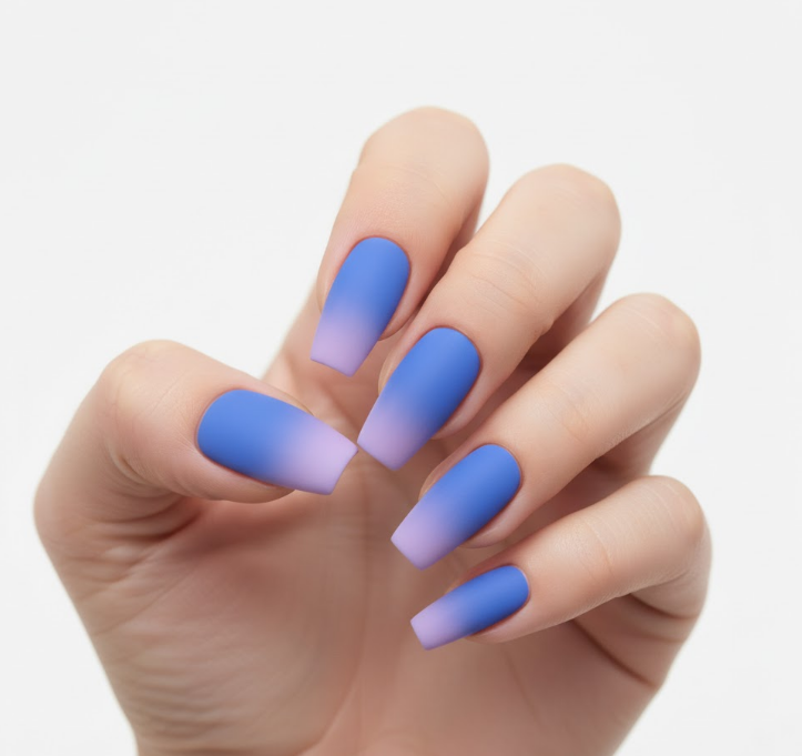 matte blue nails