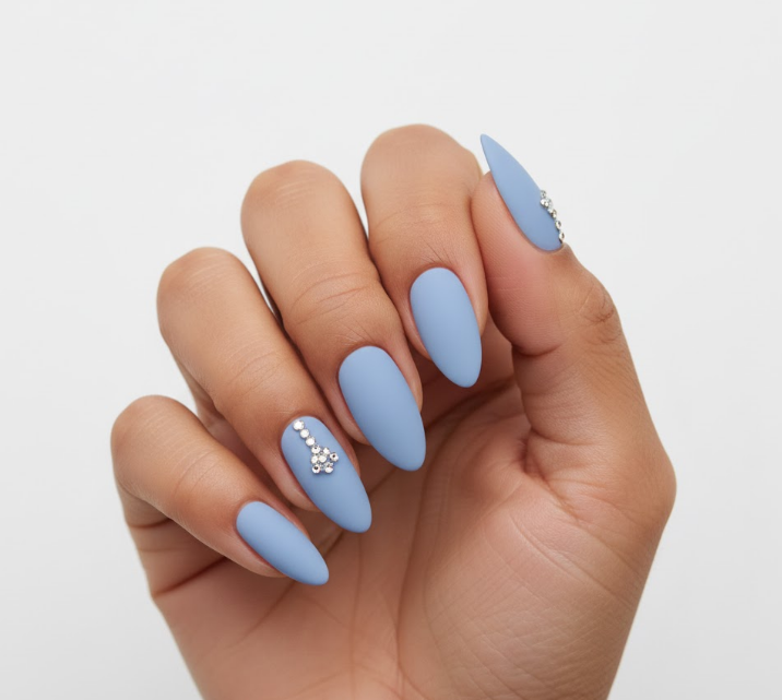 matte blue nails