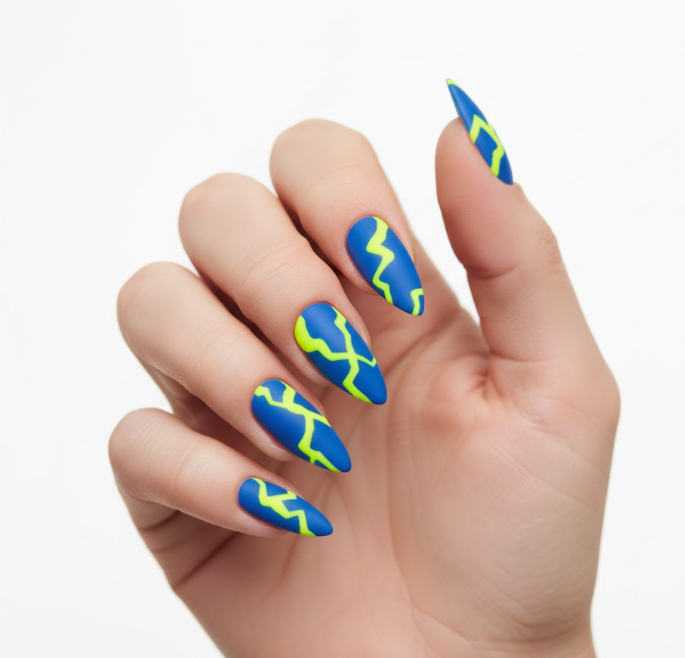 matte blue nails
