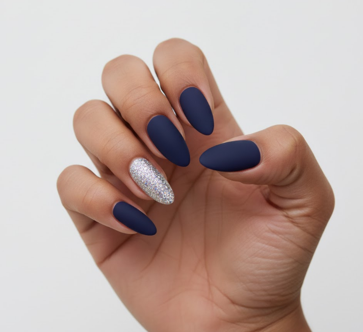 matte blue nails