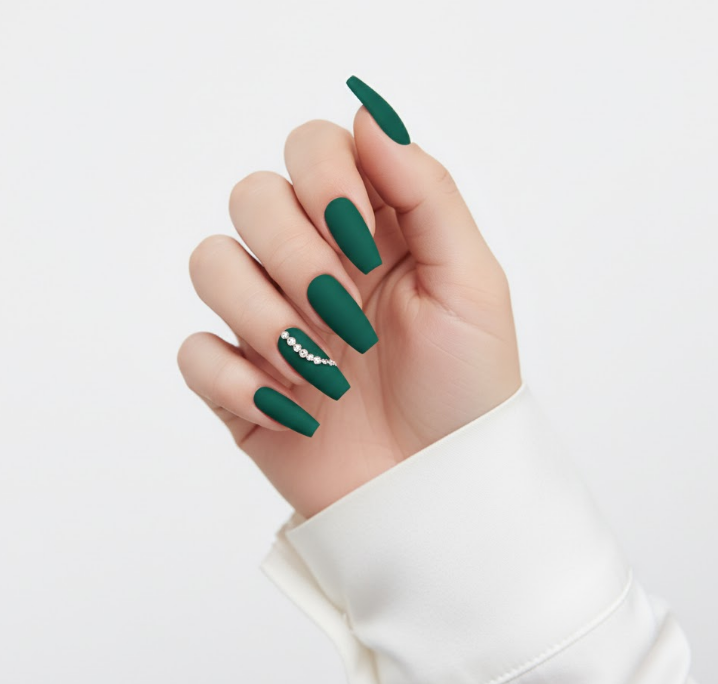matte green nails