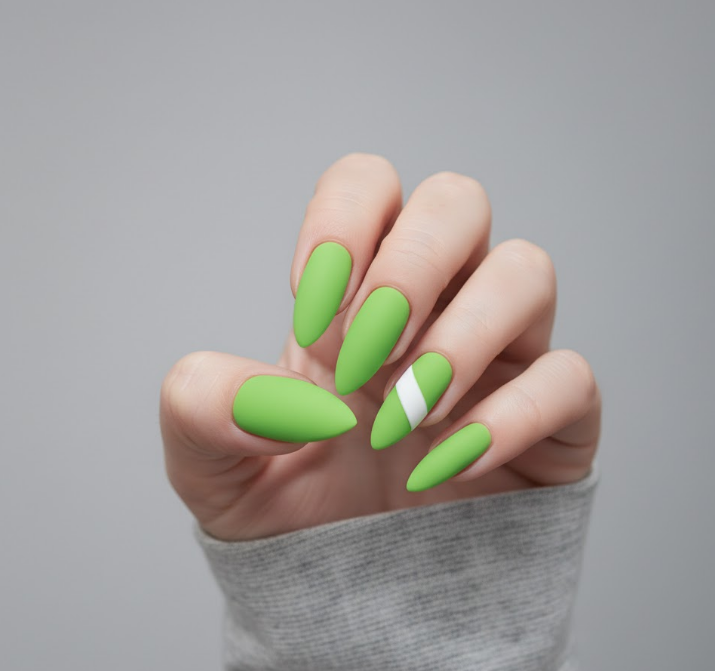matte green nails