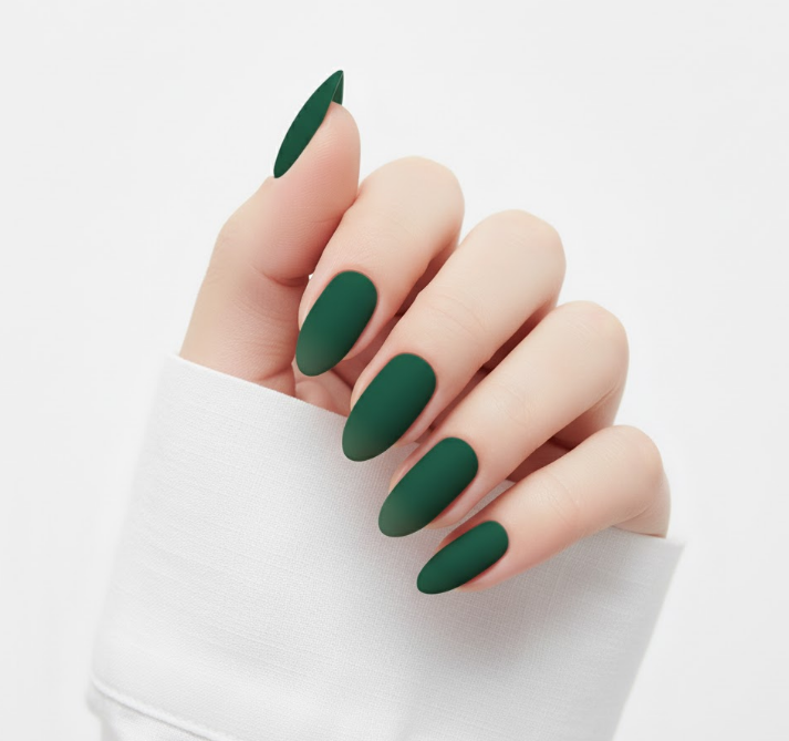 matte green nails