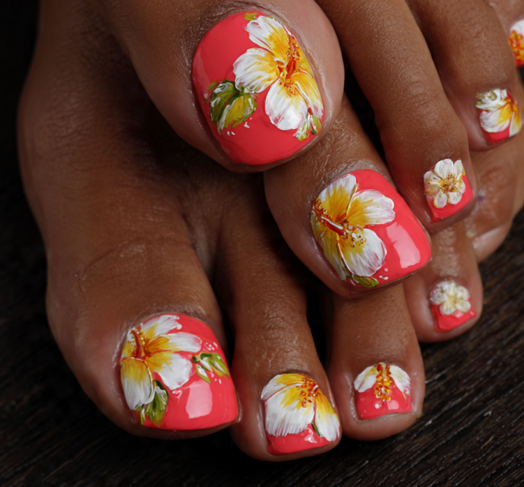 flower toe nails