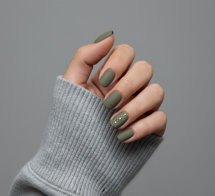 matte green nails