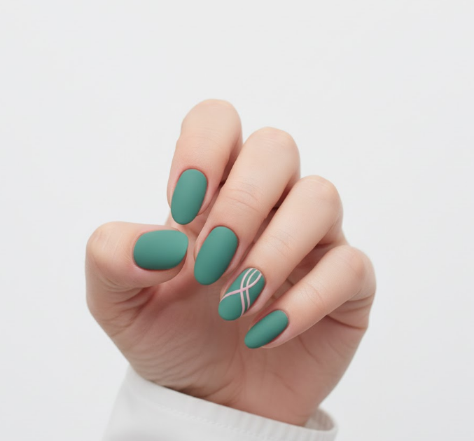 matte green nails
