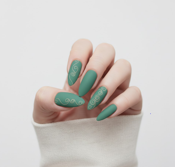 matte green nails