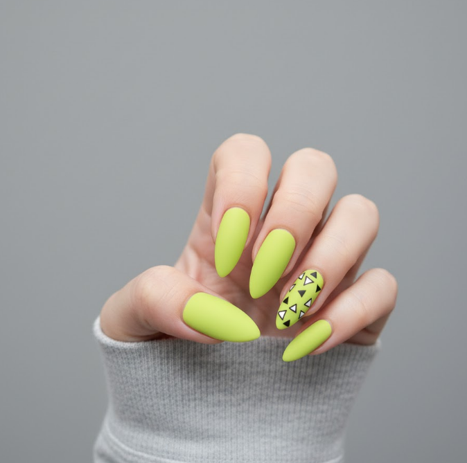 matte green nails