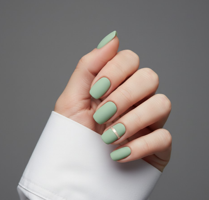 matte green nails