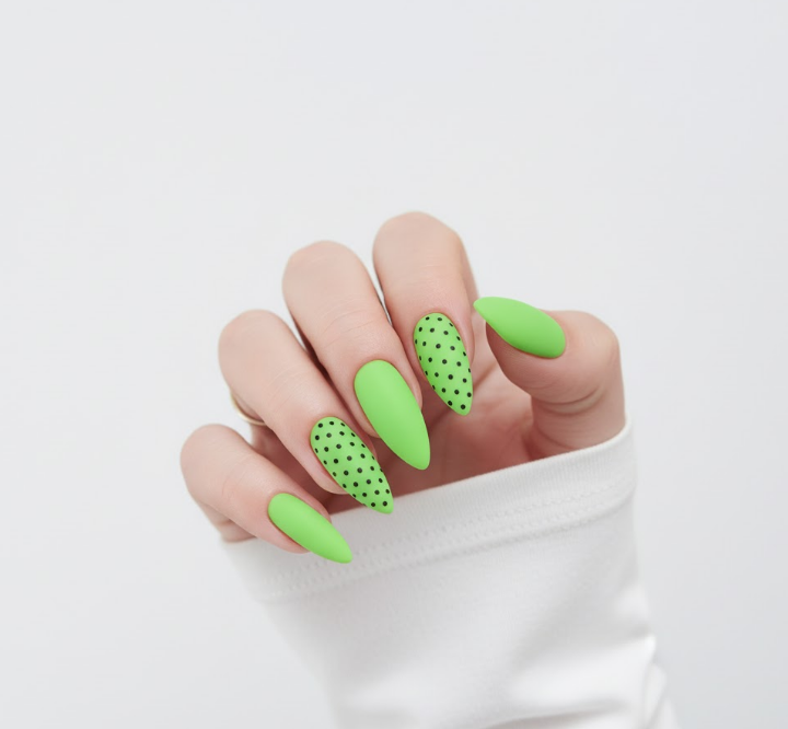 matte green nails