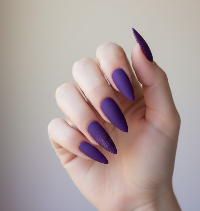 matte purple nails