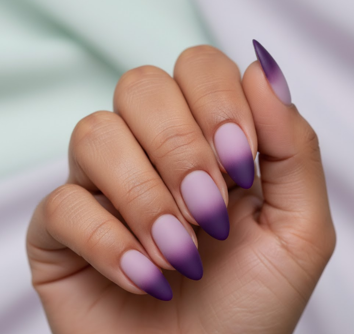 matte purple nails