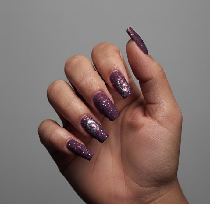 matte purple nails