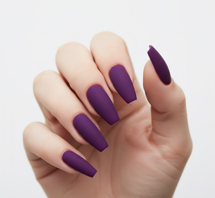 matte purple nails