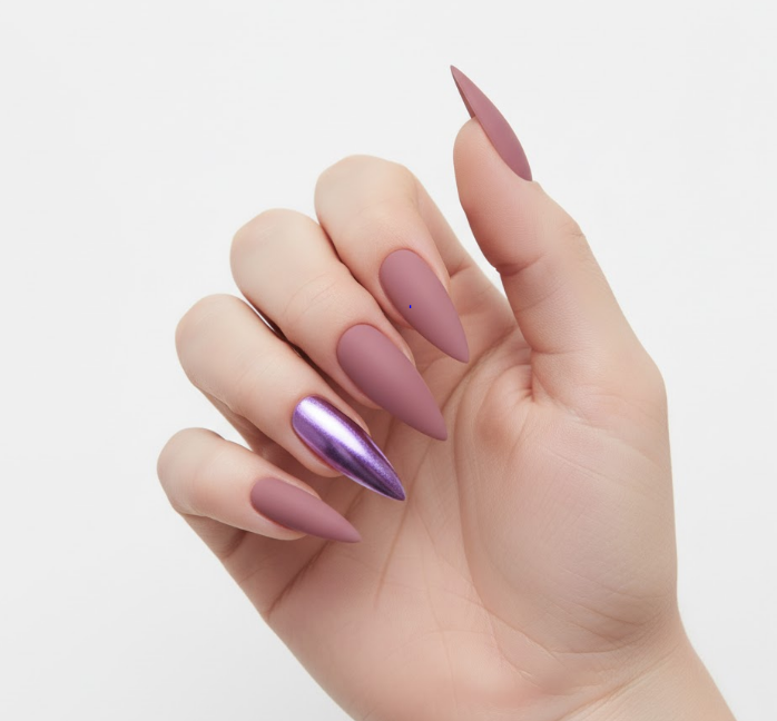 matte purple nails