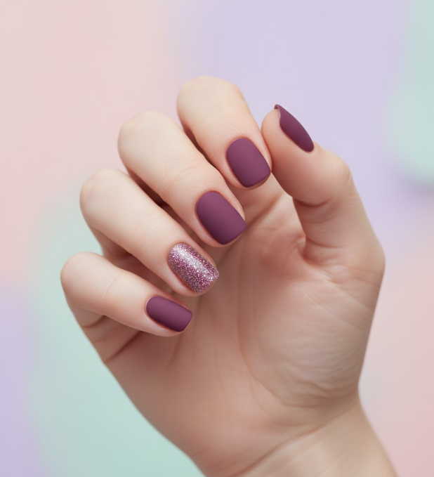 matte purple nails