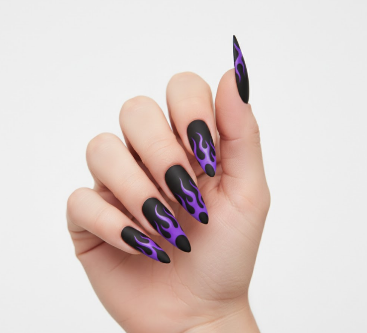 matte purple nails