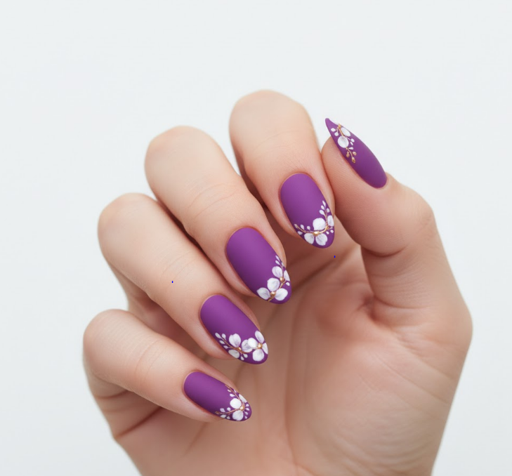 matte purple nails