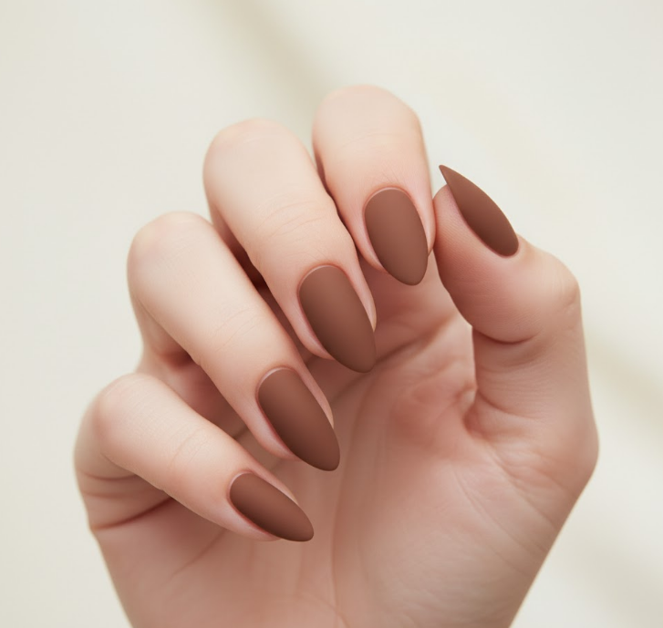 matte brown nails