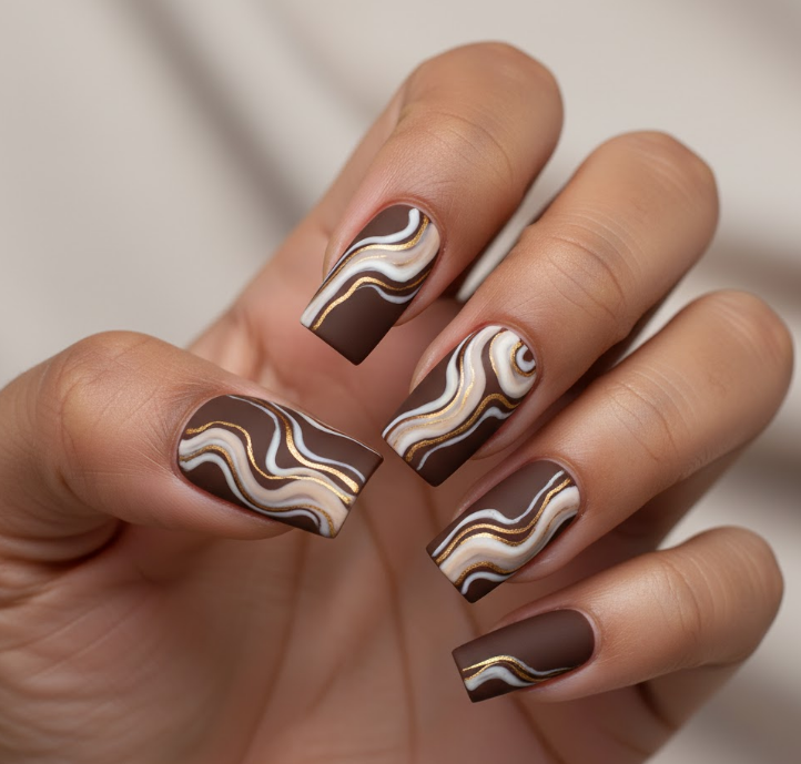 matte brown nails